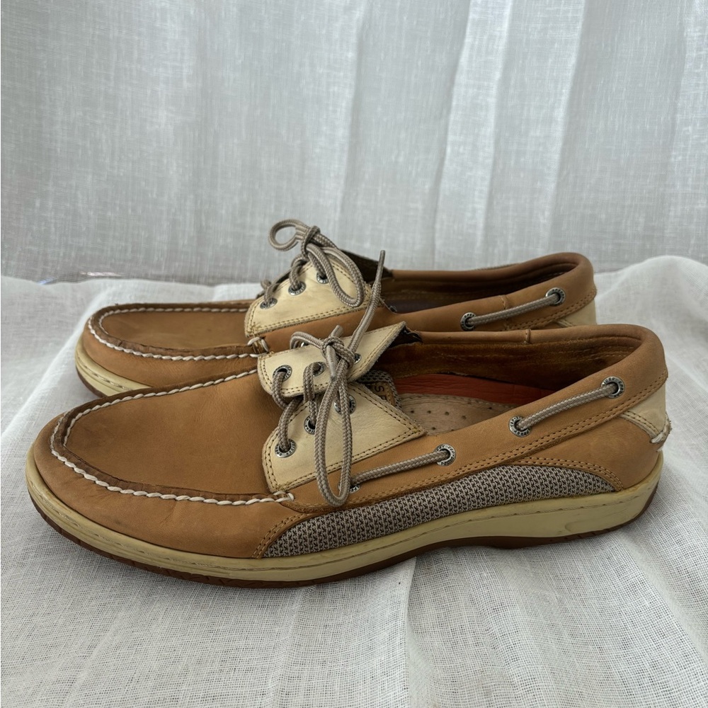 Sperry SZ 10.5 Tan / Brown Billfish 3 eye Mens Leather boating shoes